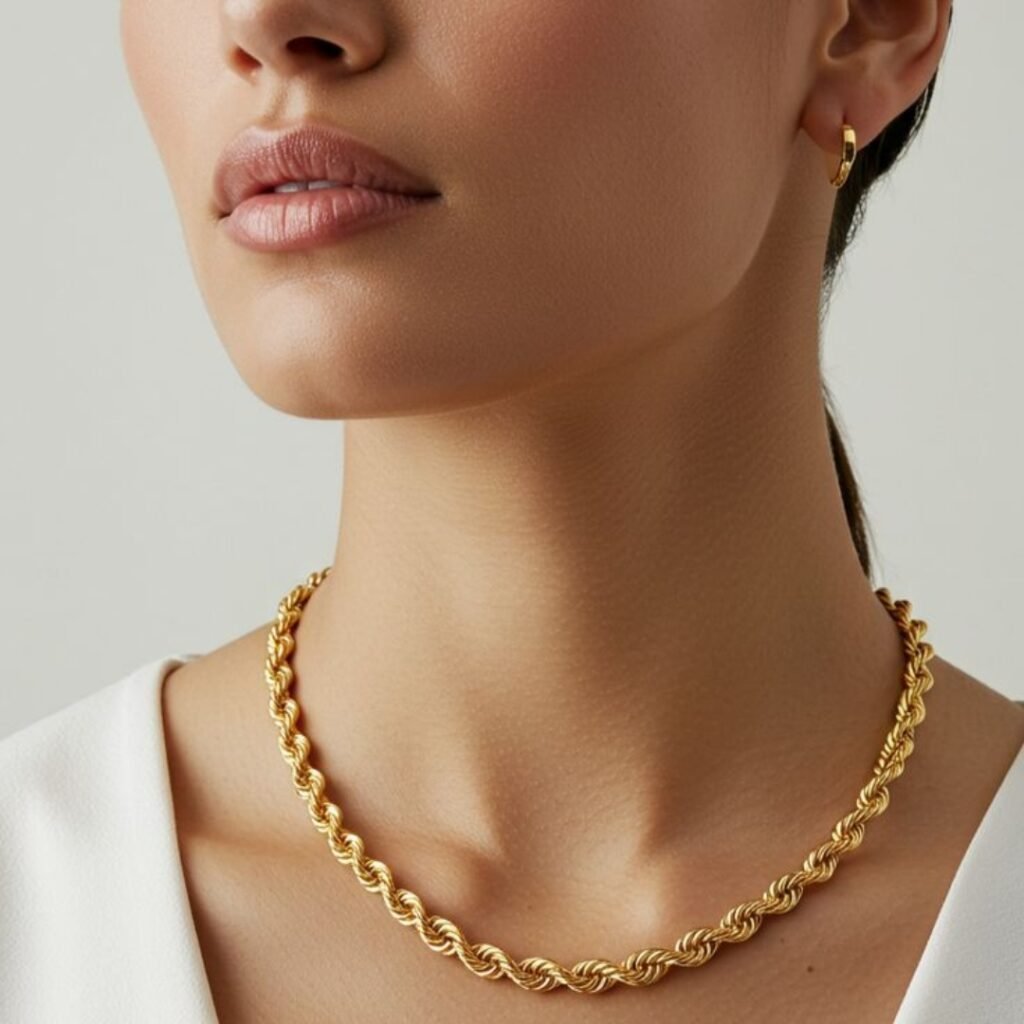 8 a woman wearing a necklace from Her on jewellery